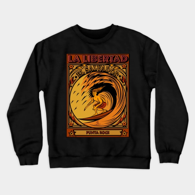 EPIC SURF DESIGNS SURF EL SALVADOR Crewneck Sweatshirt by Larry Butterworth